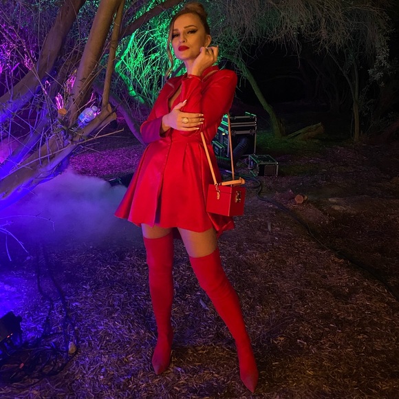 House of CB, 'Simoneta' Red satin tailored jacket dress, Size XS - Picture 5 of 11